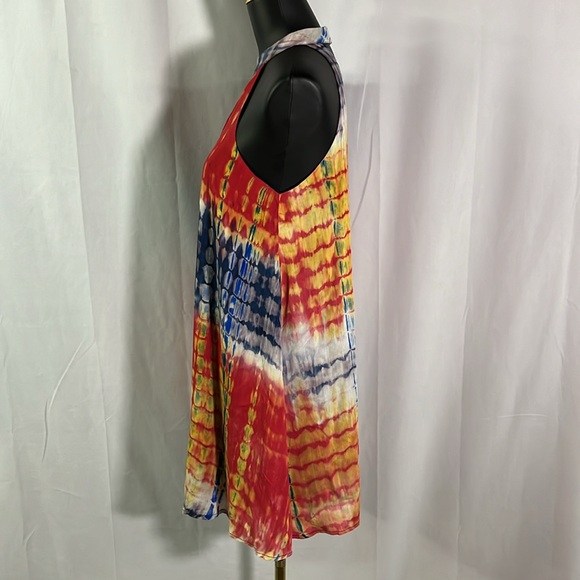 🛍 6 for $35 • Entro Tie Dye Cut Out Mock Neck Matilda Mini Dress - Picture 2 of 16